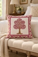 Burgundy Tree Cotton Cushion Covers — Set of 5 - Image 3