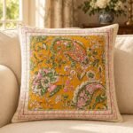Golden Paisley Cotton Cushion Covers — Set of 5