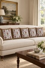 Floral Lattice Cotton Cushion Covers — Set of 5 - Image 2