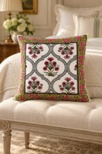 Floral Lattice Cotton Cushion Covers — Set of 5 - Image 3