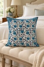 Blue Floral Field Cotton Cushion Covers — Set of 5 - Image 3