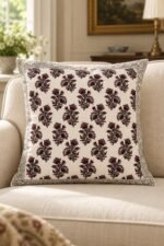 Charcoal Sprig Cotton Cushion Covers — Set of 5