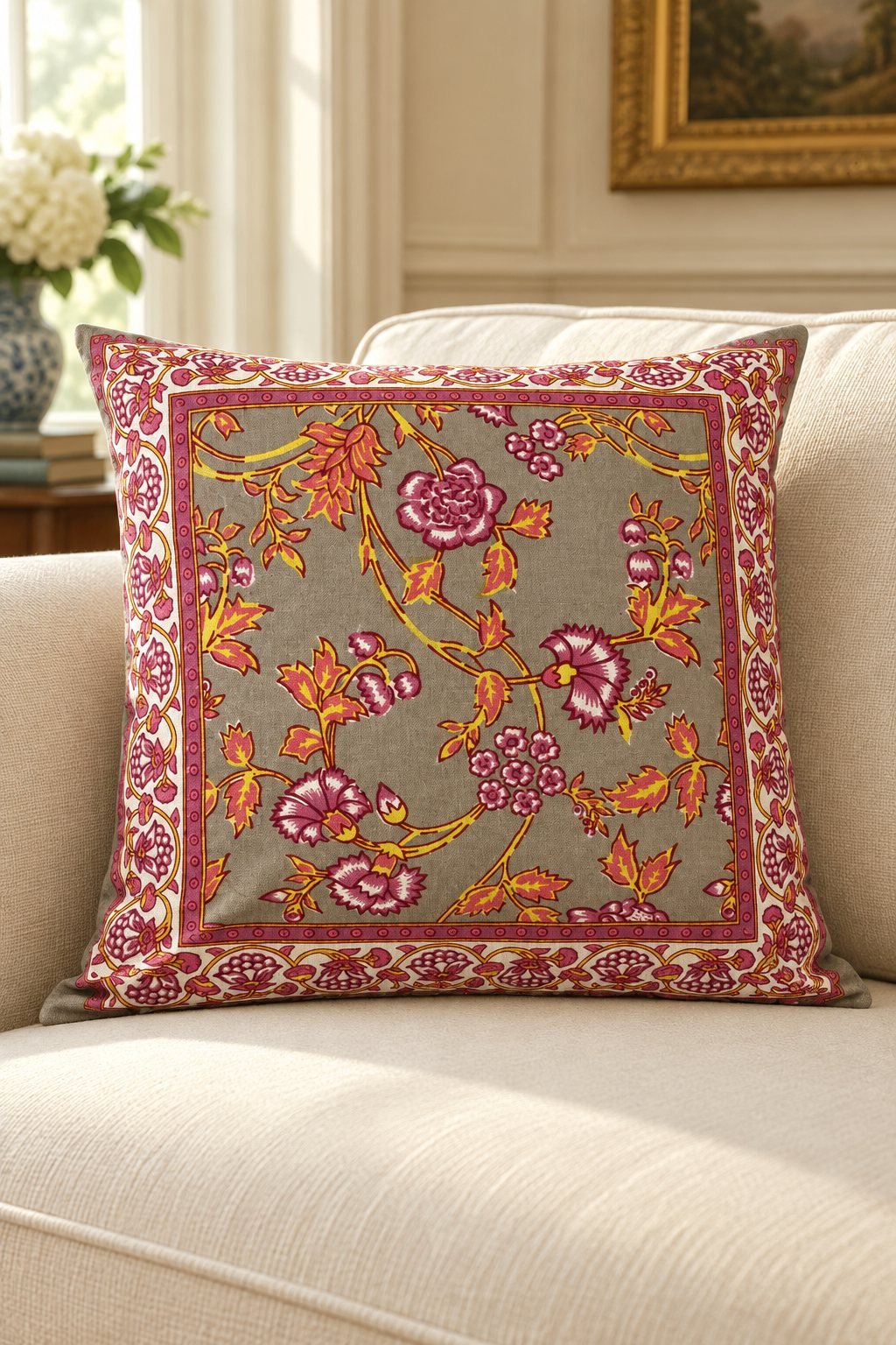 HC-CC-031-01 Multicolour Floral Cotton Cushion Covers — Set of 5 - Image 1