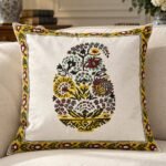 Ochre Floral Urn Cotton Cushion Covers — Set of 5