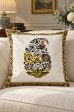Ochre Floral Urn Cotton Cushion Covers — Set of 5