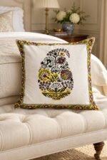 Ochre Floral Urn Cotton Cushion Covers — Set of 5 - Image 3