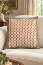 Taupe Geometric Cotton Cushion Covers — Set of 5