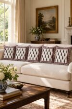 Burgundy Cypress Cotton Cushion Covers — Set of 5 - Image 2