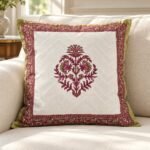 Burgundy Floral Medallion Cotton Cushion Covers — Set of 5