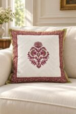 Burgundy Floral Medallion Cotton Cushion Covers — Set of 5