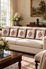 Burgundy Floral Medallion Cotton Cushion Covers — Set of 5 - Image 2