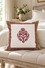 Burgundy Floral Medallion Cotton Cushion Covers — Set of 5 - Image 3