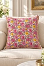 Pink Marigold Cotton Cushion Covers — Set of 5