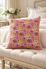 Pink Marigold Cotton Cushion Covers — Set of 5 - Image 3