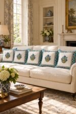 Turquoise Posy Cotton Cushion Covers — Set of 5 - Image 2