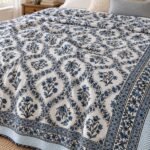 Indigo Floral Medallion Reversible Cotton Dohar