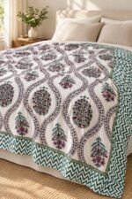 Burgundy Botanical Arch Reversible Cotton Dohar