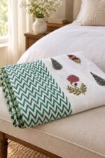 Green Chevron Blossom Reversible Cotton Dohar - Image 2