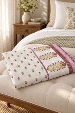 Rose Floral Stripe Reversible Cotton Dohar - Image 2
