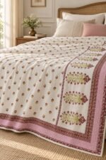 Rose Floral Stripe Reversible Cotton Dohar