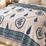 Indigo Botanical Teardrop Reversible Cotton Dohar