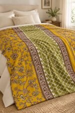 Saffron Garden Lattice Reversible Cotton Dohar