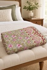Olive Rose Garden Reversible Cotton Dohar - Image 2