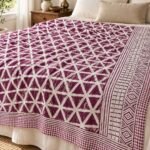 Burgundy Geometric Lattice Reversible Cotton Dohar
