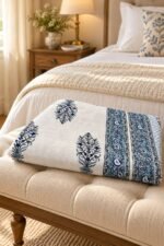 Indigo Tree Sprig Reversible Cotton Dohar - Image 2