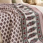 Burgundy Floral Stripe Reversible Cotton Dohar