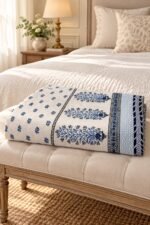 Indigo Botanical Stripe Reversible Cotton Dohar - Image 2