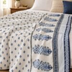 Indigo Botanical Stripe Reversible Cotton Dohar