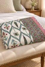 Teal Botanical Vine Reversible Cotton Dohar - Image 2