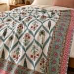 Teal Botanical Vine Reversible Cotton Dohar