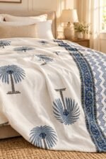 Indigo Palm Grove Reversible Cotton Dohar