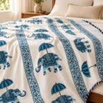 Indigo Elephant Parade Reversible Cotton Dohar