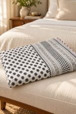 Monochrome Floral Sprig Reversible Cotton Dohar - Image 2