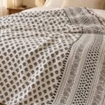 Monochrome Floral Sprig Reversible Cotton Dohar