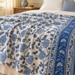 Cobalt Flowering Vine Reversible Cotton Dohar