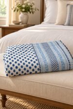 Cobalt Sprig Border Reversible Cotton Dohar - Image 2