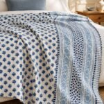 Cobalt Sprig Border Reversible Cotton Dohar