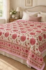 Rose Floral Medallion Reversible Cotton Dohar