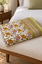 Ochre Lavender Vine Reversible Cotton Dohar - Image 2