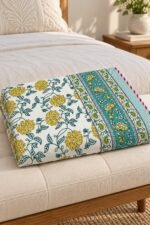 Turquoise Floral Vine Reversible Cotton Dohar - Image 2