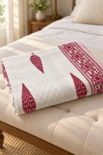 Burgundy Teardrop Border Reversible Cotton Dohar - Image 2