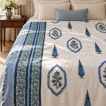Indigo Botanical Frame Reversible Cotton Dohar
