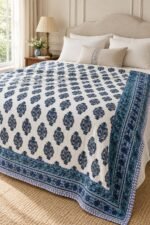 Indigo Paisley Sprig Reversible Cotton Dohar