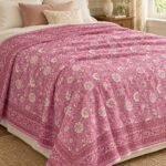 Rose Pink Floral Reversible Cotton Dohar
