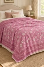 Rose Pink Floral Reversible Cotton Dohar