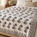 Black Floral Sprig Reversible Cotton Dohar